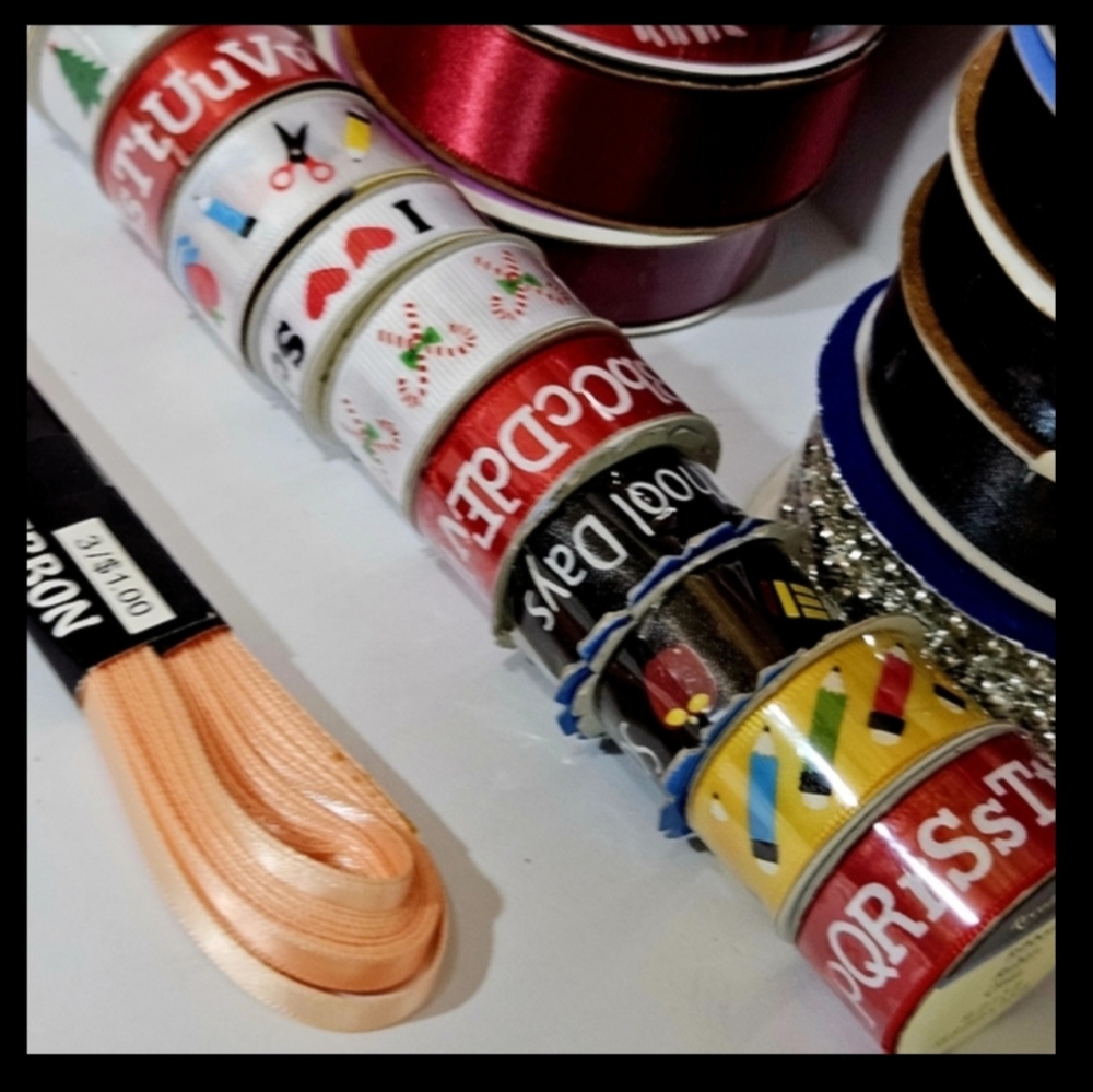 RIBBON LOT 40 Rolls Assorted Ribbon Set for Crafting, Gifts, Creative Projects
